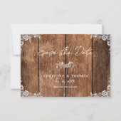 ウッドレ素朴ース国の結婚式の日付を保存 セーブザデート (正面)