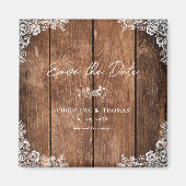 ウッドレ素朴ース国の結婚式の日付を保存 マグネット (正面)
