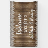 ウッドレ素朴ース結婚の歓迎 横断幕 (縦)