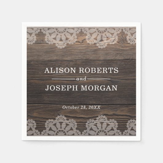 ウッドレ素朴ース結婚ズ スタンダードカクテルナプキン (正面)