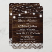 ウッドレ素朴ース結婚ライト 招待状 (正面/裏面)