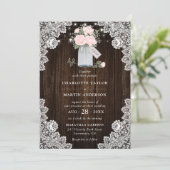 ウッドレ素朴ース赤面バラベビーズブレスズ結婚ーズ 招待状 (スタンド正面)