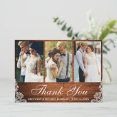 ウッドレ素朴ース3写真結婚ありがとう サンキューカード (スタンド正面)