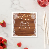 ウッドレ素朴ース&ストリングライト結婚ズブライダル スタンダードカクテルナプキン (インサイチュ)