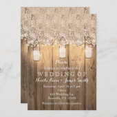 ウッドレ素朴ース&ライトメイソンジャース結婚ズ 招待状 (正面/裏面)