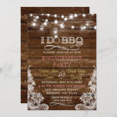 ウッドレ素朴ースI DO BBQ婚約パーティ 招待状 (正面/裏面)