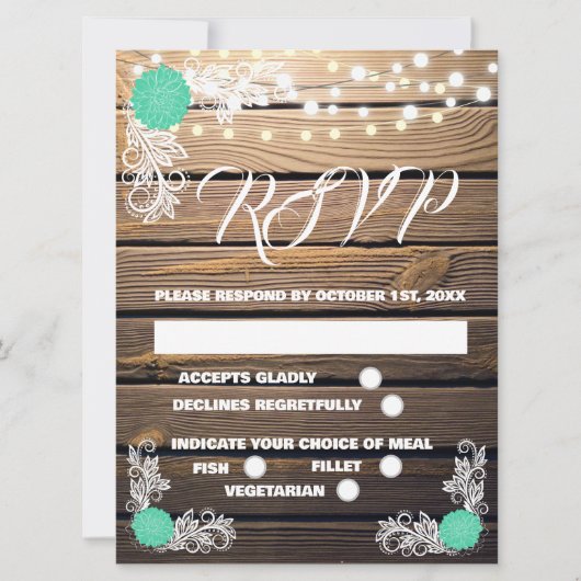 ウッドレ素朴ースRSVPカード (正面)