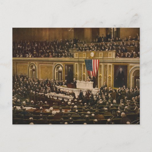 ウッドロウ頼・ウィルソンの戦争宣戦大会 ポストカード (正面)