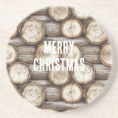 ウッドログキャビンクリスマス コースター (正面)