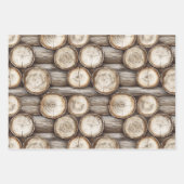 ウッドログキャビンレッドグリーンクリスマス ラッピングペーパーシート (正面)