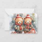 ウッドローンのクリスマス：居心地の良いクマ ノートカード (裏面)