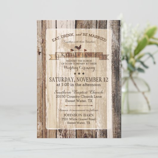 ウッドロ素朴スターのウェザー結婚ベーン 招待状 (スタンド正面)