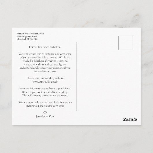 ウッドロ素朴マンテ婚約したィック写結婚真夫婦 ポストカード (裏面)