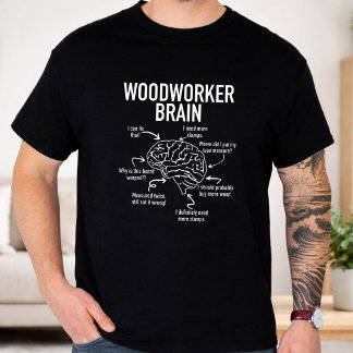 ウッドワーカーの脳 面白い木工ユーモア デザイン Tシャツ