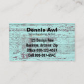 ウッドワーカーアーティスト素朴ヴィンテージティール（緑がかった色）リサイクルウッド 名刺 (裏面)