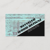 ウッドワーカーアーティスト素朴ヴィンテージティール（緑がかった色）リサイクルウッド 名刺 (正面)