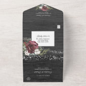 ウッドン バーガンディ エレガント ウェディング オールインワン オールインワン招待状 (外側)