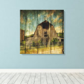 ウッド動揺してウエスタン初期のカントリーオールドバーン キャンバスプリント (インサイチュ (ウッドフロア))