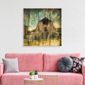 ウッド動揺してウエスタン初期のカントリーオールドバーン キャンバスプリント (インサイチュ (リビング))