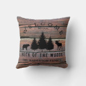 ウッド動揺してコージーキャビン歓迎ファミリー名 クッション (裏面)