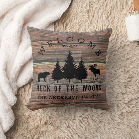 ウッド動揺してコージーキャビン歓迎ファミリー名Thr クッション (ブランケット)