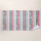 ウッド動揺してプランクパーソナライズされたビーチタオル ビーチタオル (正面)