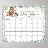 ウッド動物 グリーン 予想 出産予定日 カレンダーポスト ポスター (正面)