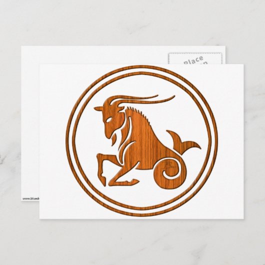 ウッド山羊座〔占星術の〕十二宮図シーヤギ星占い標識 ポストカード (正面/裏面)