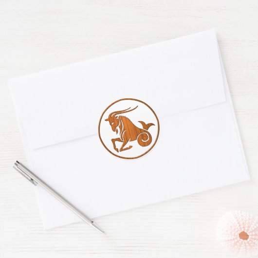 ウッド山羊座〔占星術の〕十二宮図シーヤギ星占い標識 ラウンドシール (封筒)