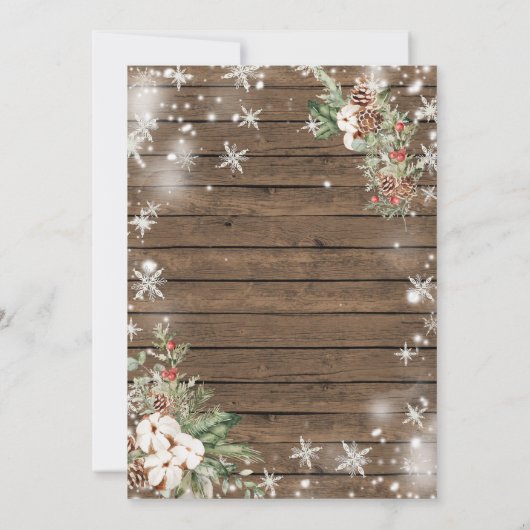 ウッド彼または彼女のクリスマスフローラ性別が明らかにする 招待状 (裏面)