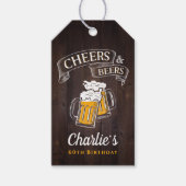ウッド応援とビール任意の年齢誕生日 ギフトタグ (正面)