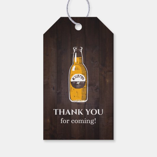 ウッド応援とビール任意の年齢誕生日 ギフトタグ (裏面)