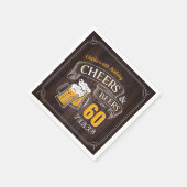 ウッド応援とビール任意の年齢誕生日 スタンダードカクテルナプキン (角)