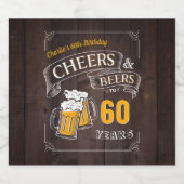 ウッド応援とビール任意の年齢誕生日 ビールラベル (シングルラベル)