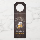 ウッド応援とビール任意の年齢誕生日 ボトルネックタグ (正面)