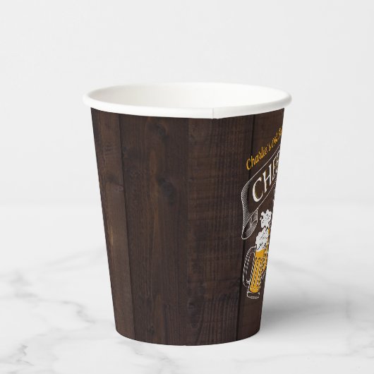 ウッド応援とビール任意の年齢誕生日 紙コップ (右)