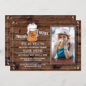 ウッド応援&ビール誕生日パーティフォト招待状。 招待状 (正面/裏面)