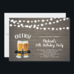ウッド応援、ビール40th/50thバースデーパーティー 招待状<br><div class="desc">お祝誕生日パーティスタイリッシュー招待このデザインは、素朴な木の背景に「40年の応援」タイポグラフィを持つストリングライト、ビアグラフィックスを備えている。</div>