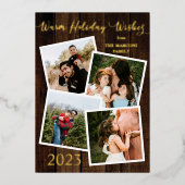 ウッド暖素朴かい休日ウィッシュ4フォトフォイル 箔シーズンカード (正面)