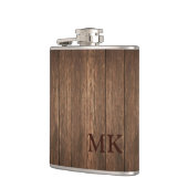 ウッド男らしデザイン素朴イニシャルモノグラム フラスク (左)