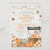ウッド秋ハーベストパーティーパンプキンチャーチピクニック 招待状 (正面/裏面)