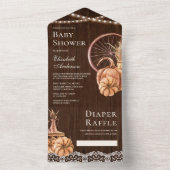 ウッド秋素朴秋ボホパンプキンベビーシャワー オールインワン招待状 (内側)