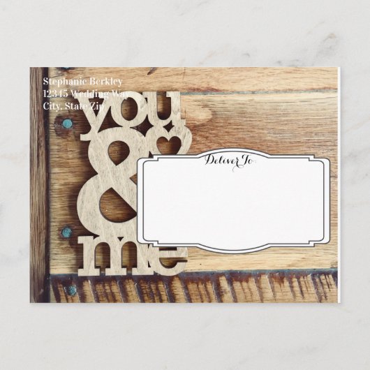 ウッド素朴あなたと私は日付はがきを保存 案内ポストカード (裏面)