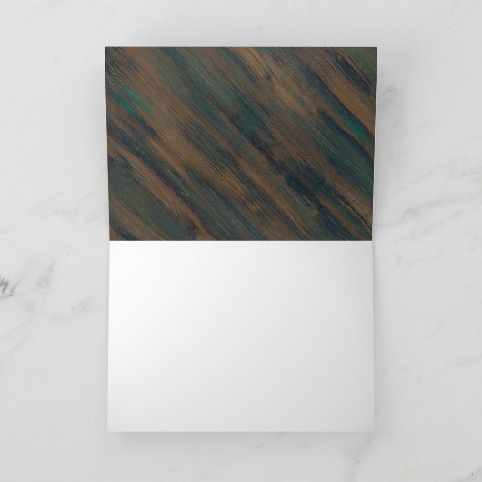 ウッド素朴おもしろいグリーンレッドファミリークリスマスフォト シーズンカード (内部)