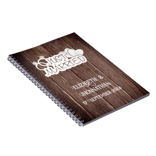 ウッド素朴たった今結婚しましたエレガントウェディングプランナー ノートブック (右側)