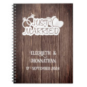 ウッド素朴たった今結婚しましたエレガントウェディングプランナー ノートブック (正面)