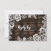 ウッド素朴とホワイトレースのフローラ結婚ズ 出欠カード (正面)