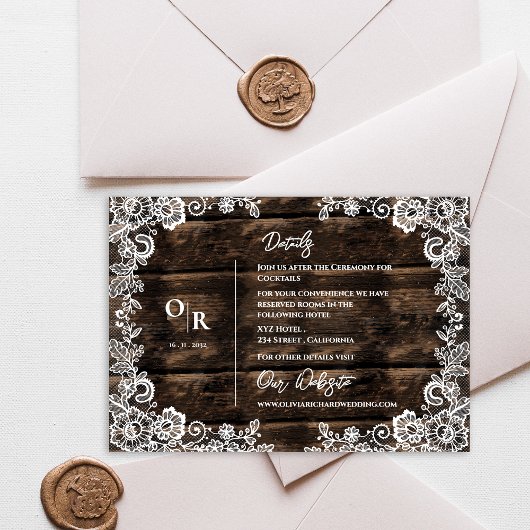 ウッド素朴とホワイトレースの結婚詳細情報 エンクロージャーカード