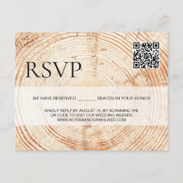 ウッド素朴の結婚ウェブサイトQRコードrsvp エンクロージャーカード