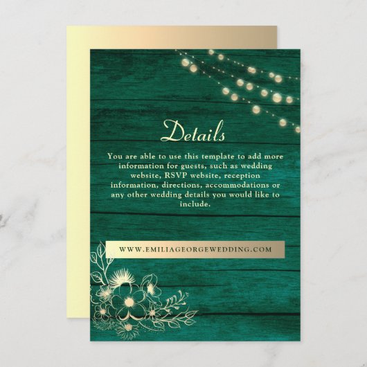 ウッド素朴の結婚詳細Webサイトのエンクロージャカード エンクロージャーカード (正面/裏面)